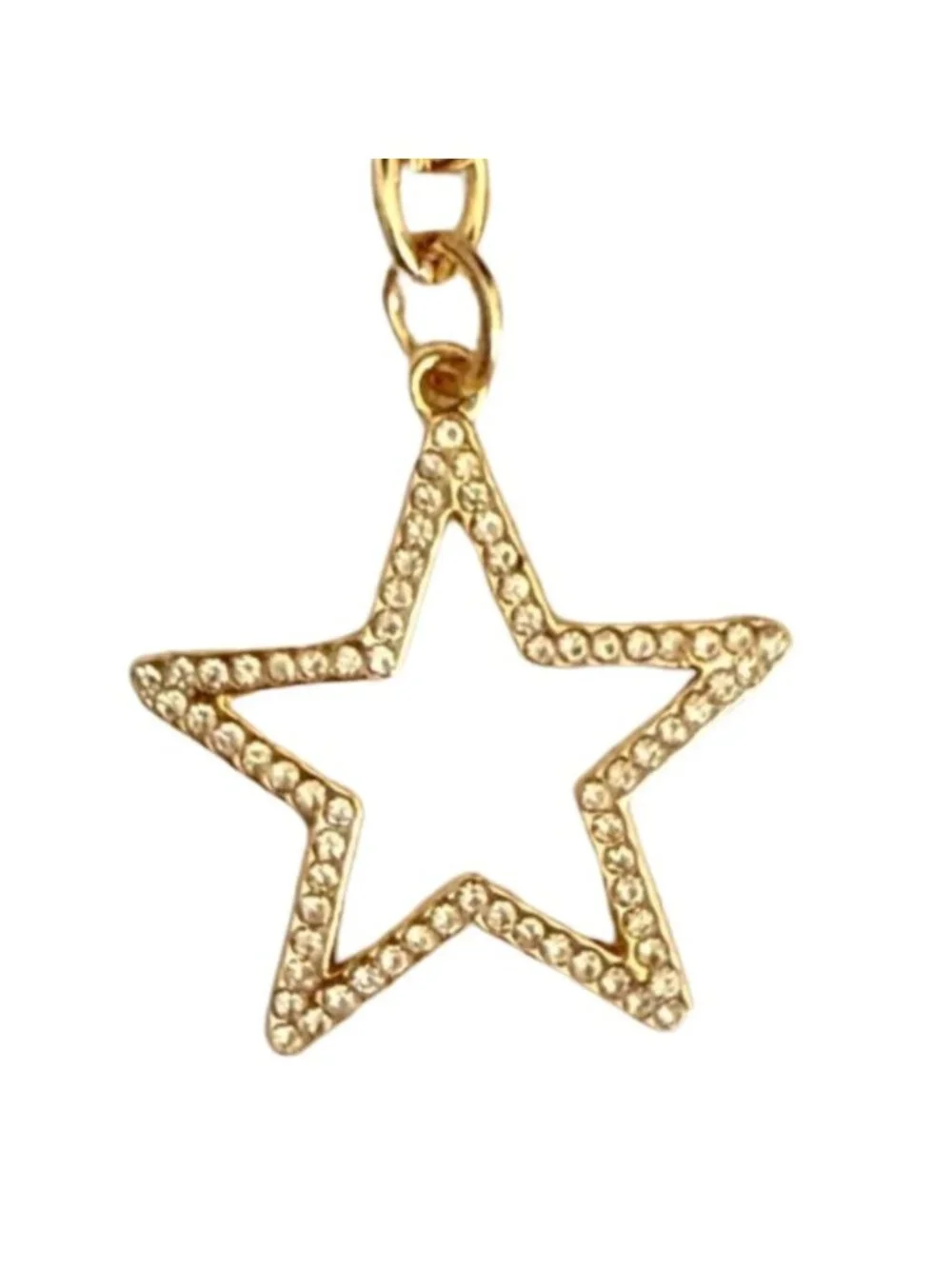Gold Tone Rhinestone Star Keychain Celestial Charm Performer Gift
